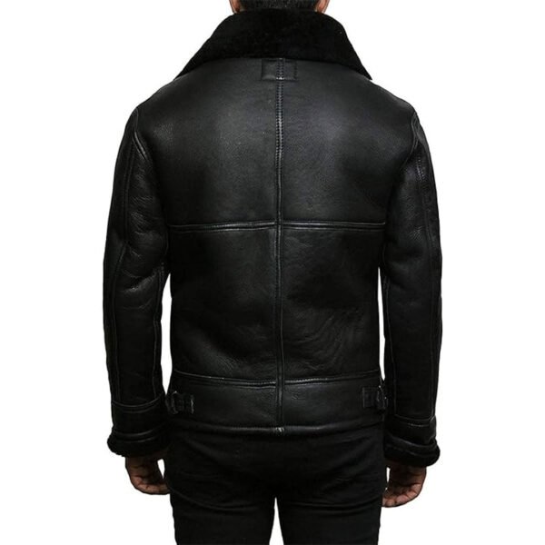 Mens Black Real Shearling Leather Jacket - Image 3