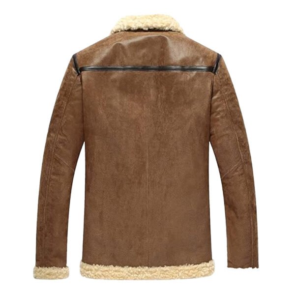 Mens Aviator Shearling Motorcycle Bomber Leather Jacket - Image 2