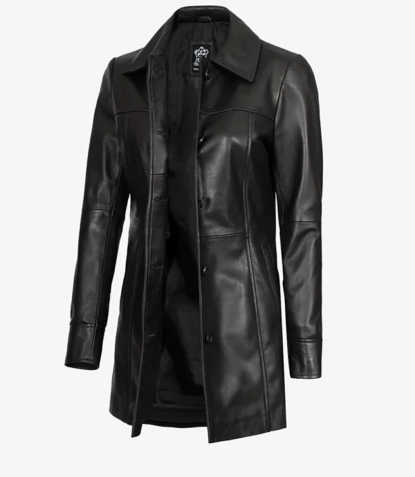 Womens Leather Black Coat