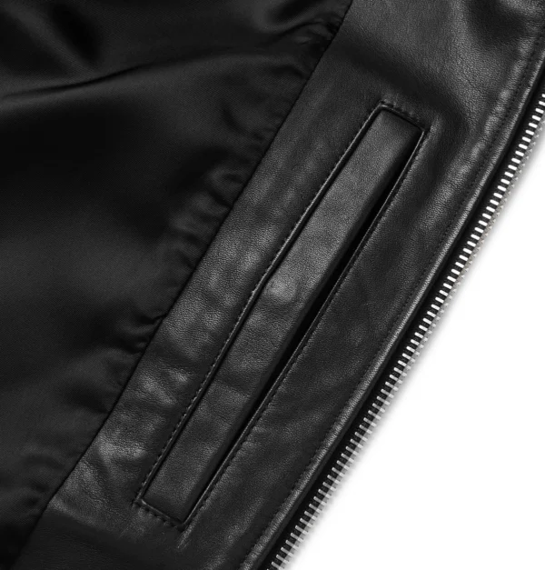 Mens Black Bomber Shearling Leather Jacket
