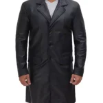 Men's Cowhide Black Long Leather Coat