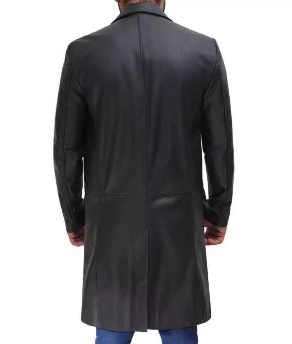 men's cowhide leather long coat