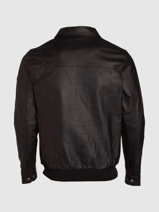 Expressive Brown Bomber Leather Jacket For Men