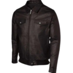 Expressive Brown Bomber Leather Jacket For Men