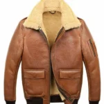 Mens Aviator Camel A2 Shearling Bomber Leather Jacket