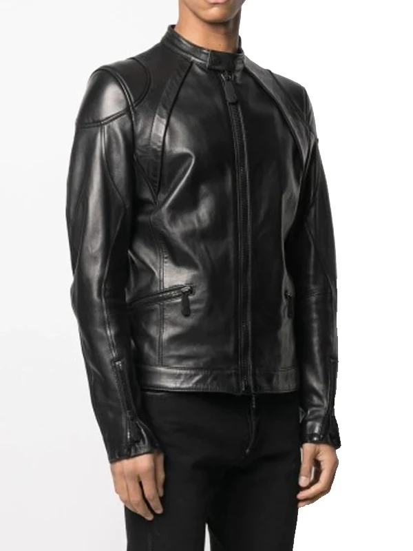 Mens Classic Moto Leather Biker Jacket