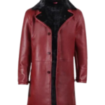 Men's Maroon Shearling Leather Fur Coat