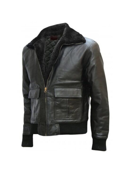 Leather Bomber Jacket With Fur
