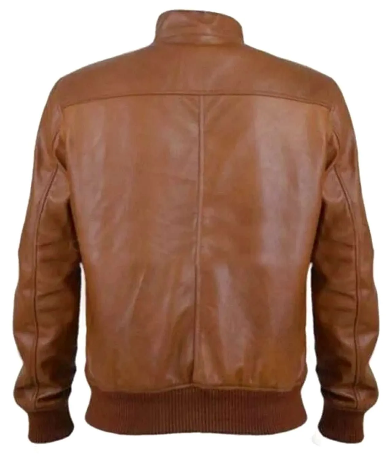 Tan Leather Bomber Jacket Men