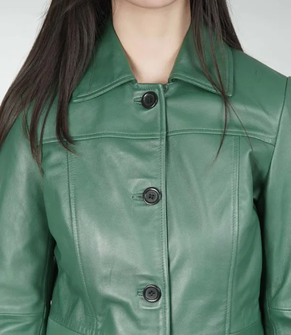 Womens Leather Green Coat