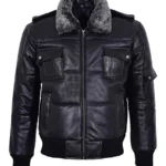 Mens PILOT 8 Black Bomber Leather Jacket