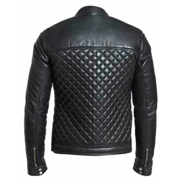 Men’s Quilted Black Leather Biker Jacket