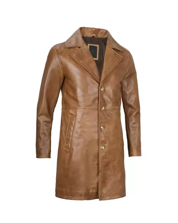 Mens classic leather car coat