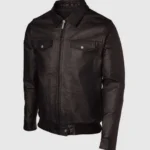 Expressive Brown Bomber Leather Jacket For Men