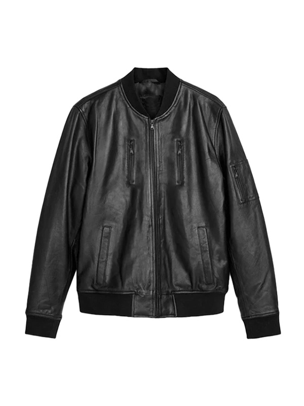 Mens Real Leather Bomber Jacket