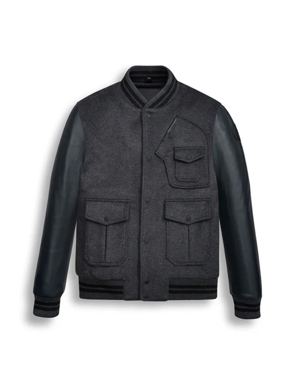 Men's varsity bomber leather jacket