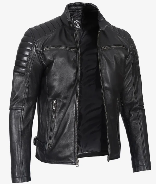 Men's black motorcycle jacket