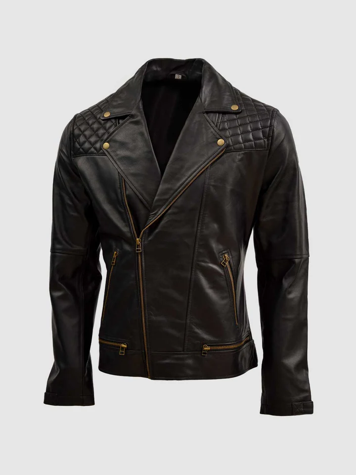 Men Soft Sheep Leather Quilted Jacket