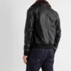 Mens Black Bomber Shearling Leather Jacket