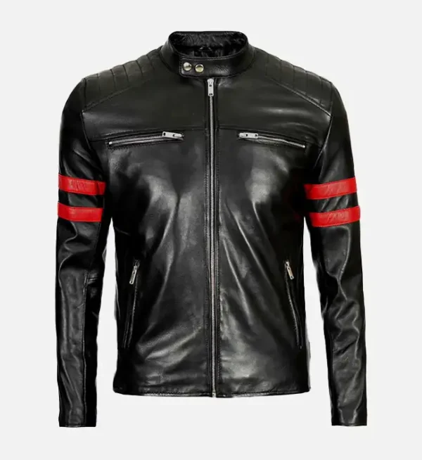Stylish leather jacket with red detailing