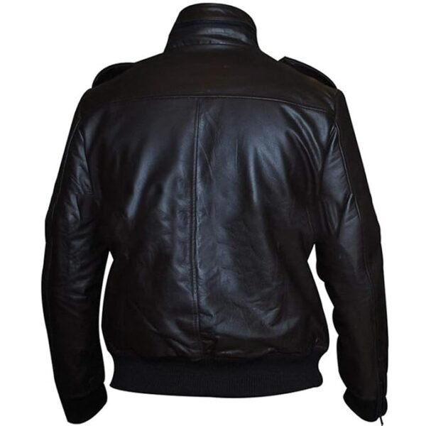 Black Leather Bomber Jacket