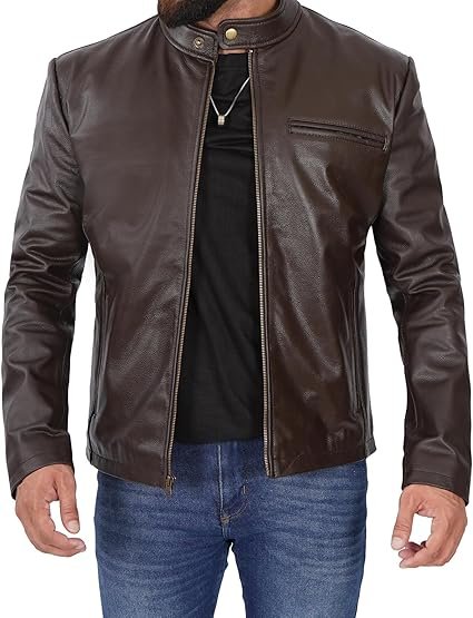 Elegant Unique Brown Leather Biker Jacket