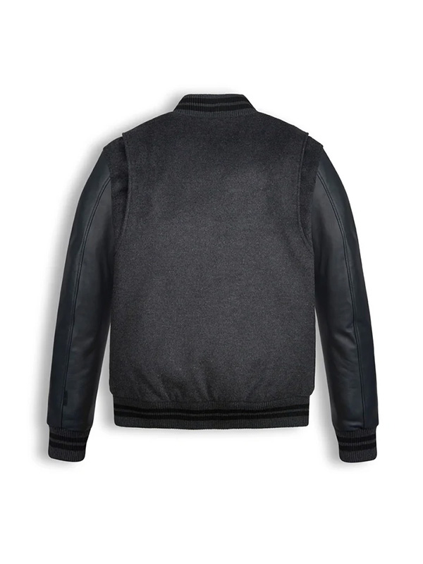 Men's varsity bomber leather jacket