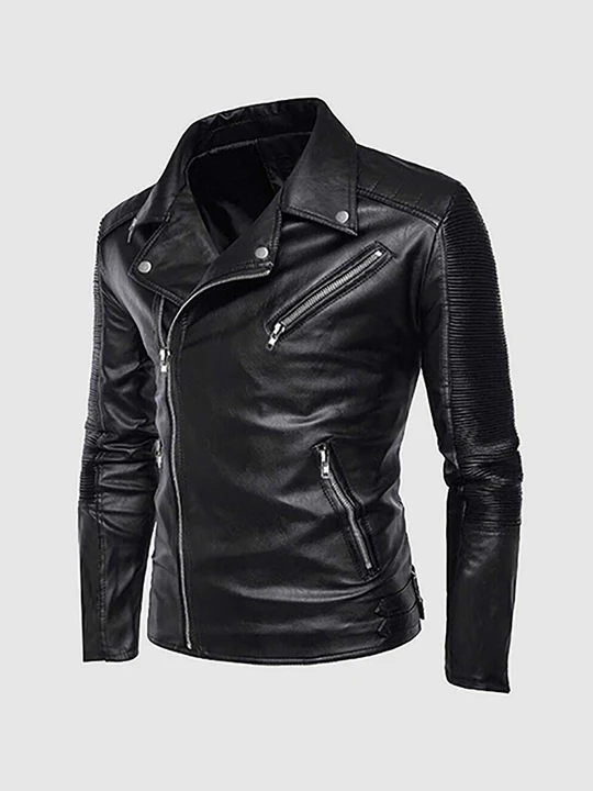 Men Retro Leather Motorcycle Jacket