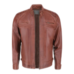 Mens Brown Quilted Biker Leather Jacket