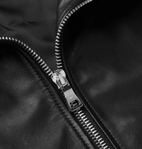 Mens Black Bomber Shearling Leather Jacket