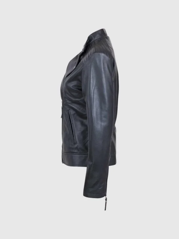 Womens Black Leather Moto Jacket