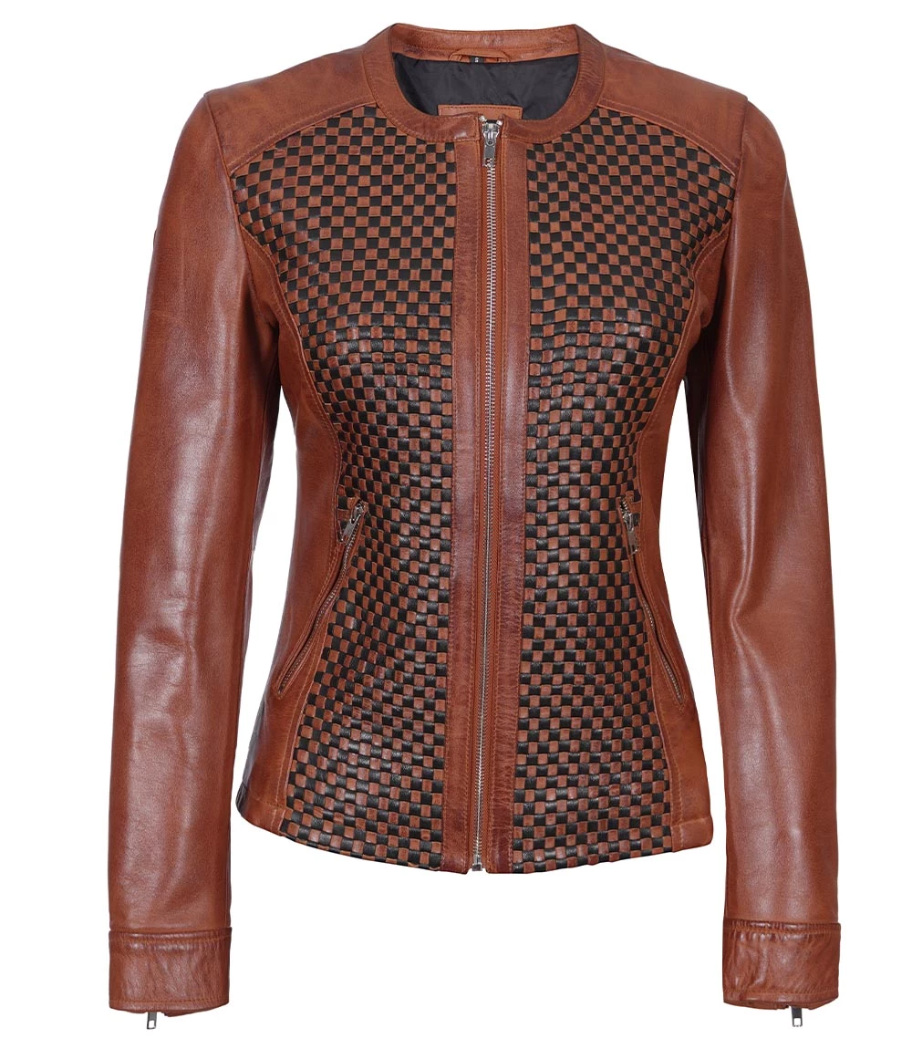 Womens Brown Cafe Racer Leather Jacket