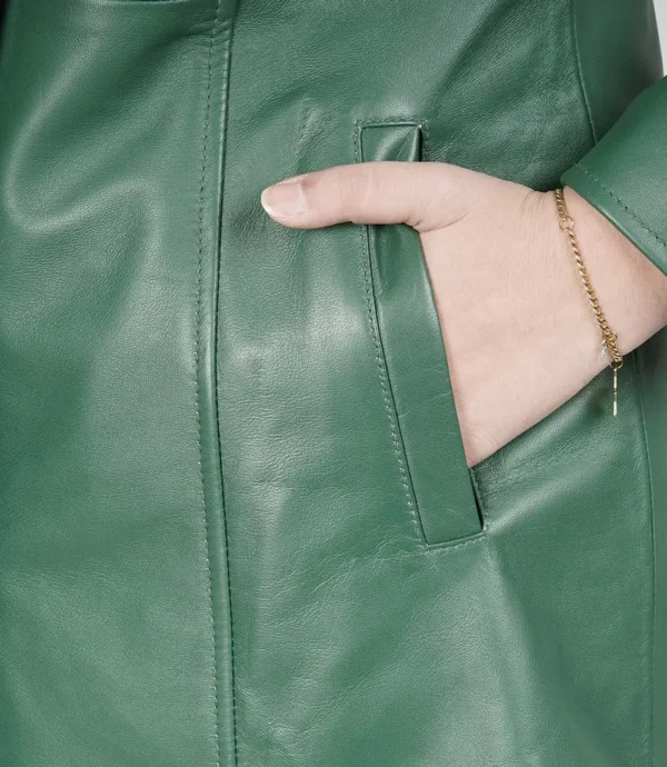 Womens Leather Green Coat