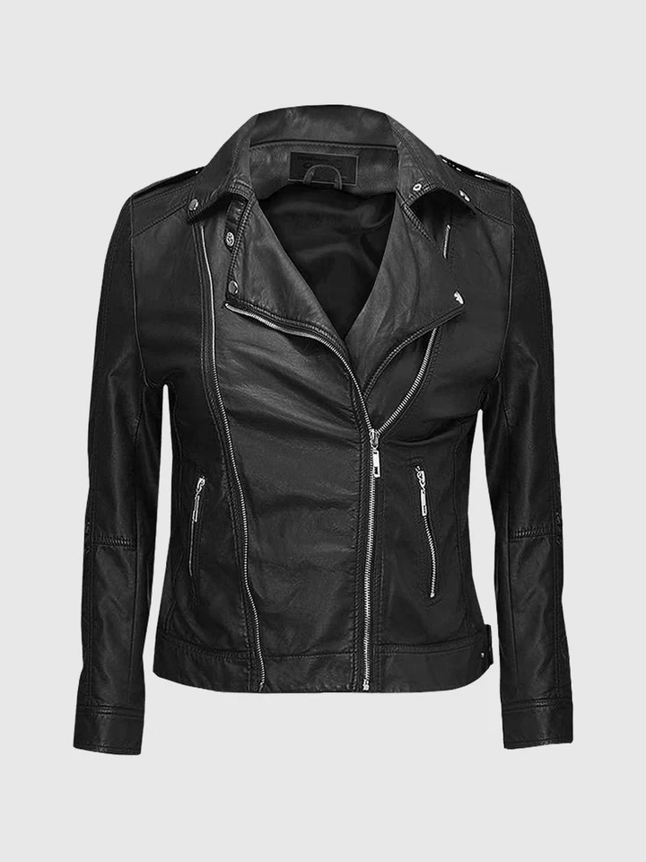 Ember Women's Black Leather Biker Jacket