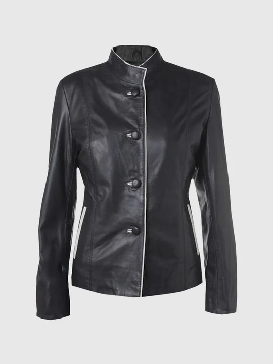 Onyx Outline Womens Leather Blazer