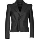 Slim Fit Women's Black Leather Coat
