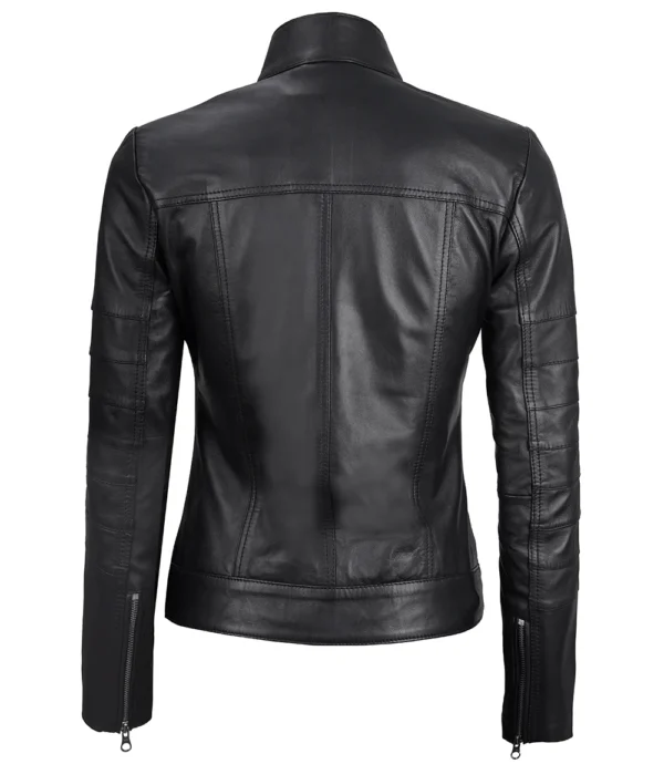 Womens real leather moto jacket