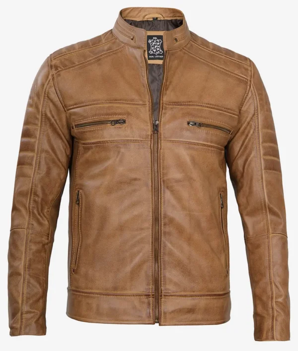 Men's café racer leather jacket