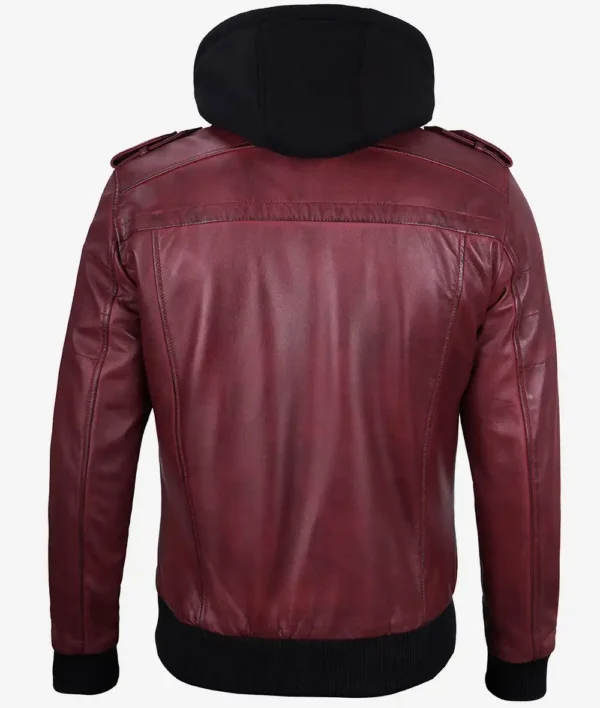 Maroon bomber jacket leather for men