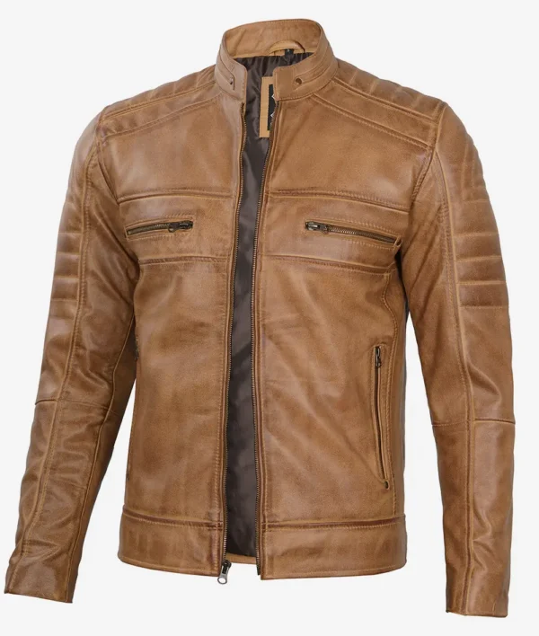 Vintage café racer leather jacket for men