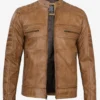 Cafe Racer Brown Leather Jacket for Men
