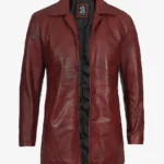 Men's Real Leather Maroon Coat - 3/4 Length
