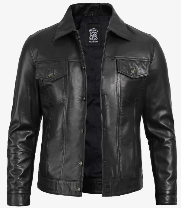 Black trucker jacket men