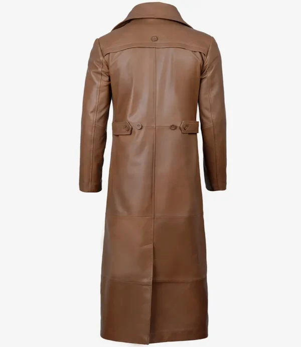 Vintage brown leather duster coat for men