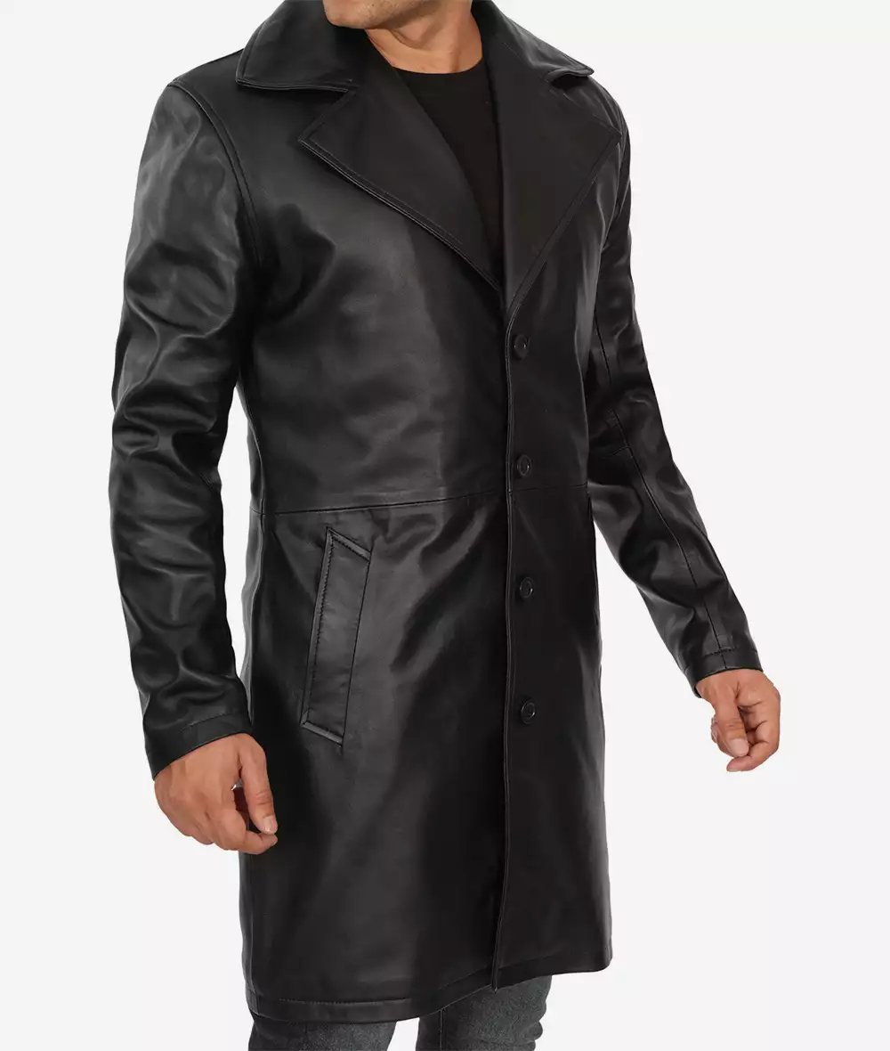 Black Lambskin Leather Coat