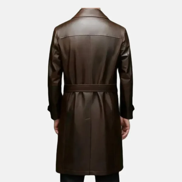 Classic Men’s Brown Leather Sheepskin Duster