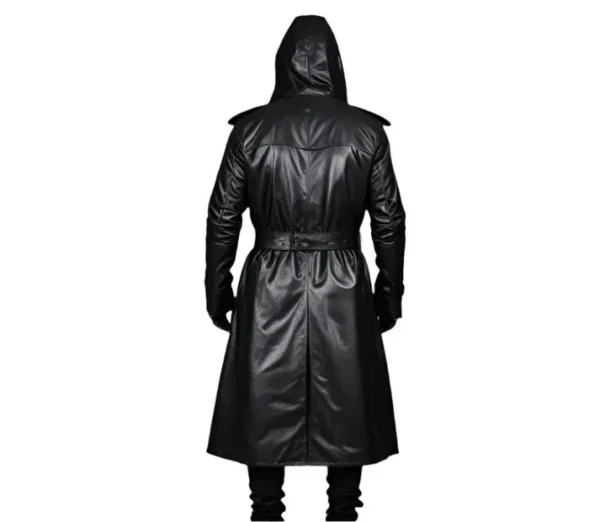 Quivon Hooded Men's Winter Leather Overcoat