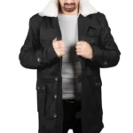 Xylar Distressed Shearling Leather Coat