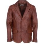 Mens Classic Ashwood Brown Leather Blazer