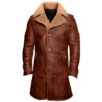Mens Shearling Tan Bane Leather Coat